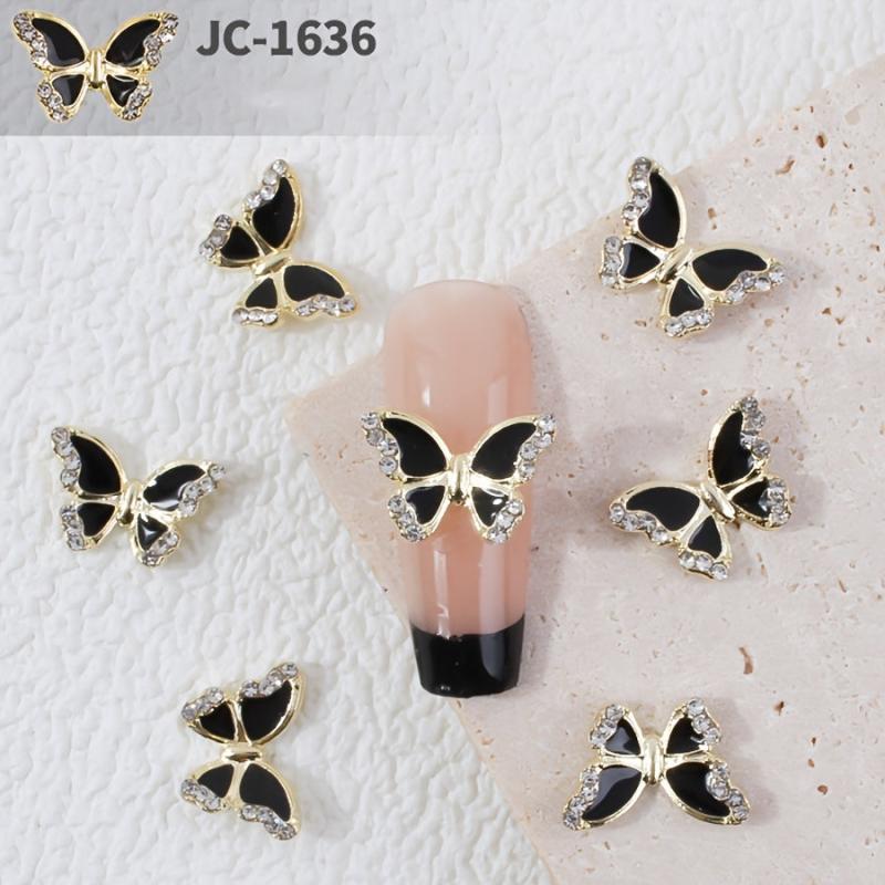 10pcs Butterfly Nail Charms Rhinestones 3D Alloy Nail Gem Accessories