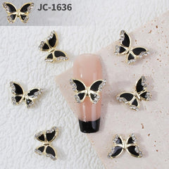 10pcs Butterfly Nail Charms Rhinestones 3D Alloy Nail Gem Accessories