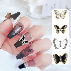 10pcs Butterfly Nail Charms Rhinestones 3D Alloy Nail Gem Accessories