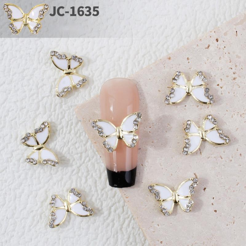 10pcs Butterfly Nail Charms Rhinestones 3D Alloy Nail Gem Accessories