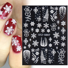 8 Pcs 5D Christmas Snowflake Snowman Nail Art Stickers