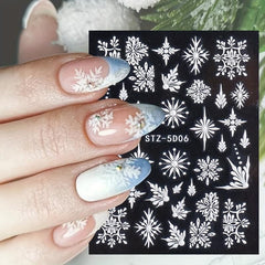 8 Pcs 5D Christmas Snowflake Snowman Nail Art Stickers