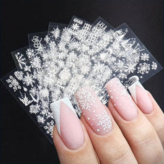 8 Pcs 5D Christmas Snowflake Snowman Nail Art Stickers