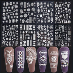 8 Pcs 5D Christmas Snowflake Snowman Nail Art Stickers