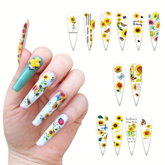 Sunflower Nail Stickers Set Floral Water Decals DIY Manicure Acrylic Designs
