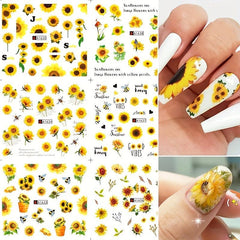 Sunflower Nail Stickers Set Floral Water Decals DIY Manicure Acrylic Designs