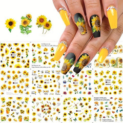 Sunflower Nail Stickers Set Floral Water Decals DIY Manicure Acrylic Designs