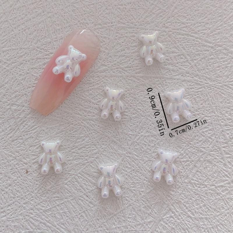 10pcs Bear Nail Art Charms Metallic Bear Nail Art Accessories