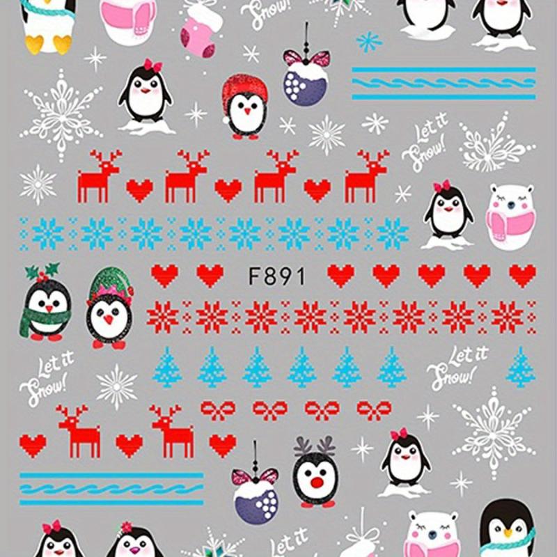Christmas Nail Stickers Santa Claus Elk Tree Cartoon Self Adhesive Nail Decals