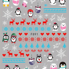 Christmas Nail Stickers Santa Claus Elk Tree Cartoon Self Adhesive Nail Decals