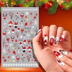 Christmas Nail Stickers Santa Claus Elk Tree Cartoon Self Adhesive Nail Decals
