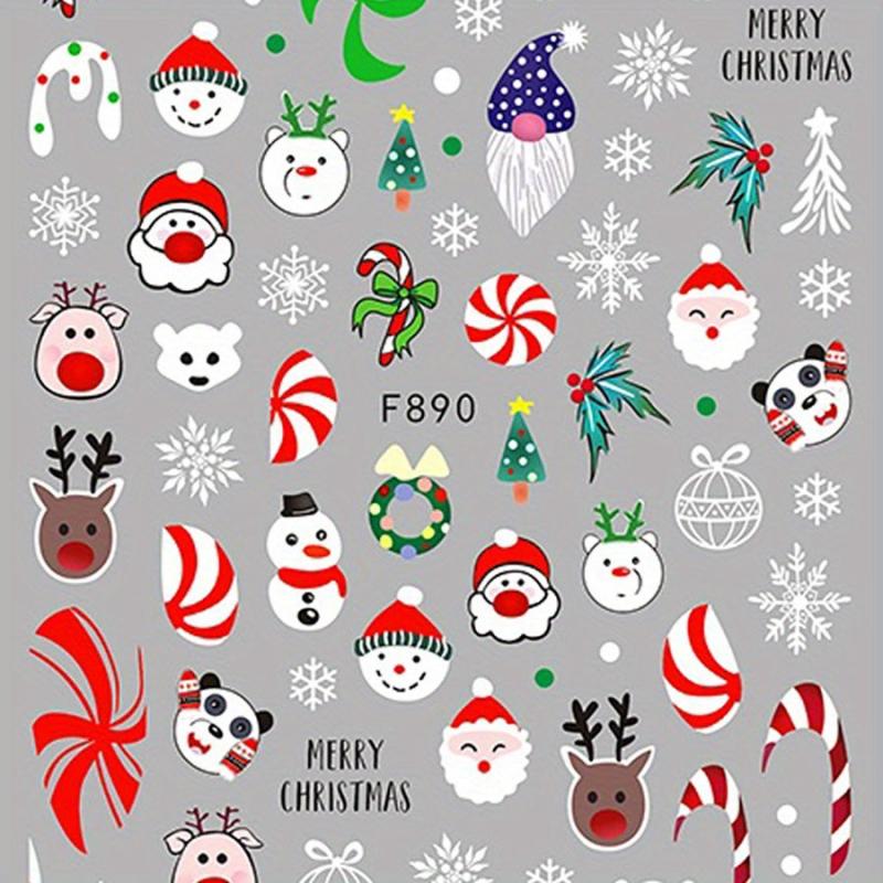 Christmas Nail Stickers Santa Claus Elk Tree Cartoon Self Adhesive Nail Decals