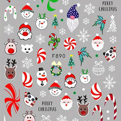 Christmas Nail Stickers Santa Claus Elk Tree Cartoon Self Adhesive Nail Decals