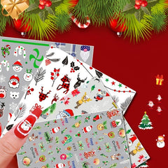 Christmas Nail Stickers Santa Claus Elk Tree Cartoon Self Adhesive Nail Decals