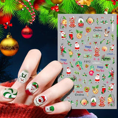 Christmas Nail Stickers Santa Claus Elk Tree Cartoon Self Adhesive Nail Decals