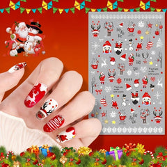 Christmas Nail Stickers Santa Claus Elk Tree Cartoon Self Adhesive Nail Decals