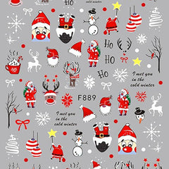 Christmas Nail Stickers Santa Claus Elk Tree Cartoon Self Adhesive Nail Decals