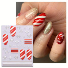 3 Sheets 5D Embossed Xmas Nail Art Stickers Snowflake Decals