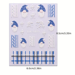 3 Sheets 5D Embossed Xmas Nail Art Stickers Snowflake Decals