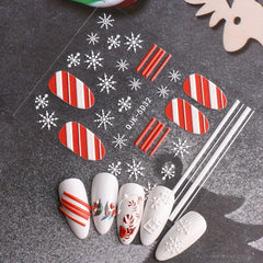 3 Sheets 5D Embossed Xmas Nail Art Stickers Snowflake Decals