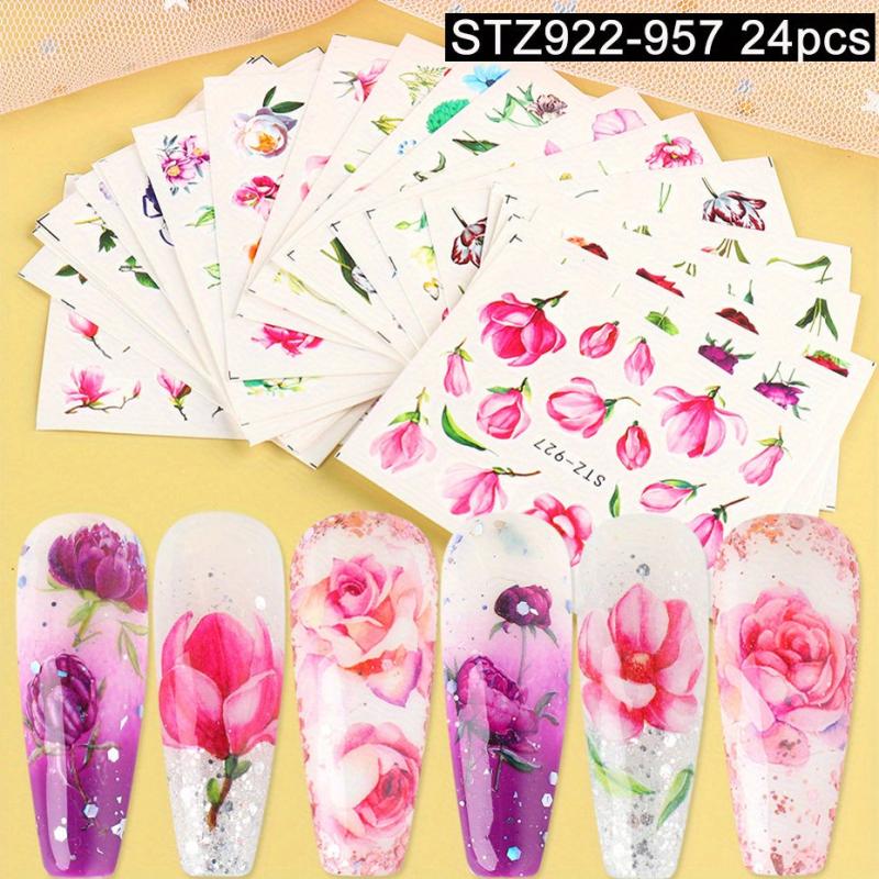 3D Water Transfer Stickers for Nail Art Flowers DIY Salon