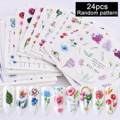 3D Water Transfer Stickers for Nail Art Flowers DIY Salon