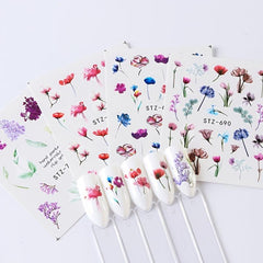 3D Water Transfer Stickers for Nail Art Flowers DIY Salon