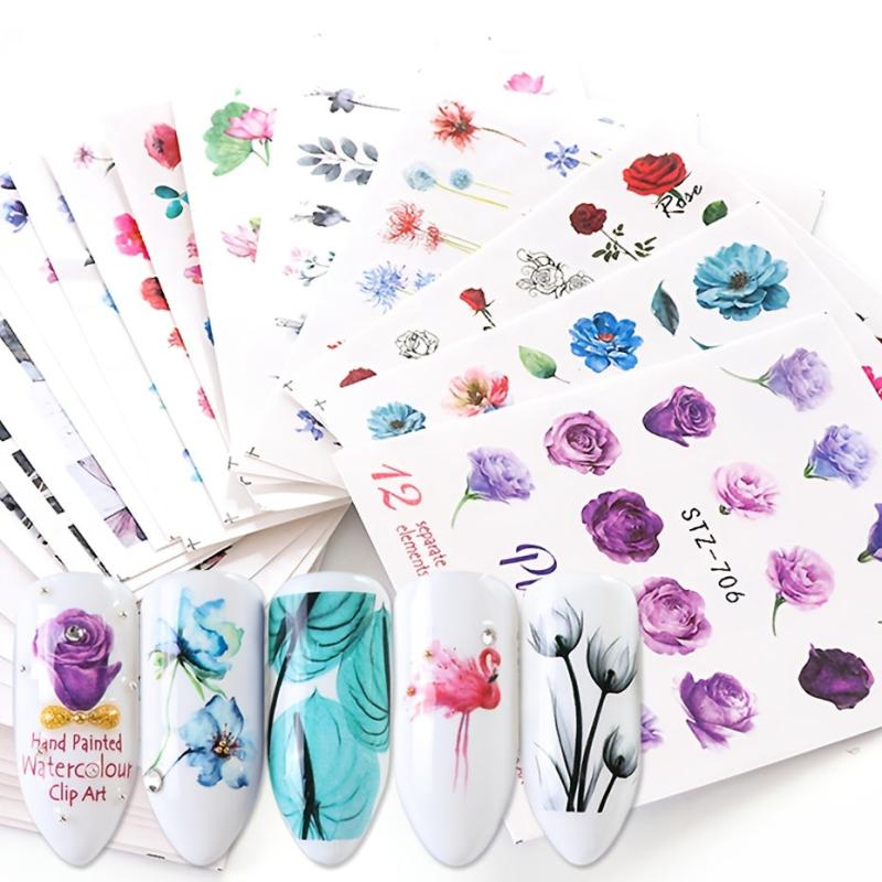 3D Water Transfer Stickers for Nail Art Flowers DIY Salon