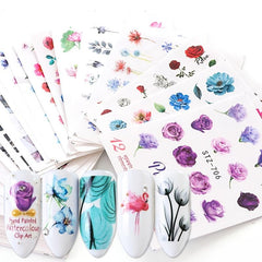 3D Water Transfer Stickers for Nail Art Flowers DIY Salon