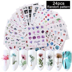 3D Water Transfer Stickers for Nail Art Flowers DIY Salon