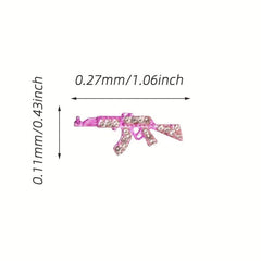 5pcs Gun Nail Art Charms With Rhinestones 3D Alloy AK Shape Nail Gem Accessories