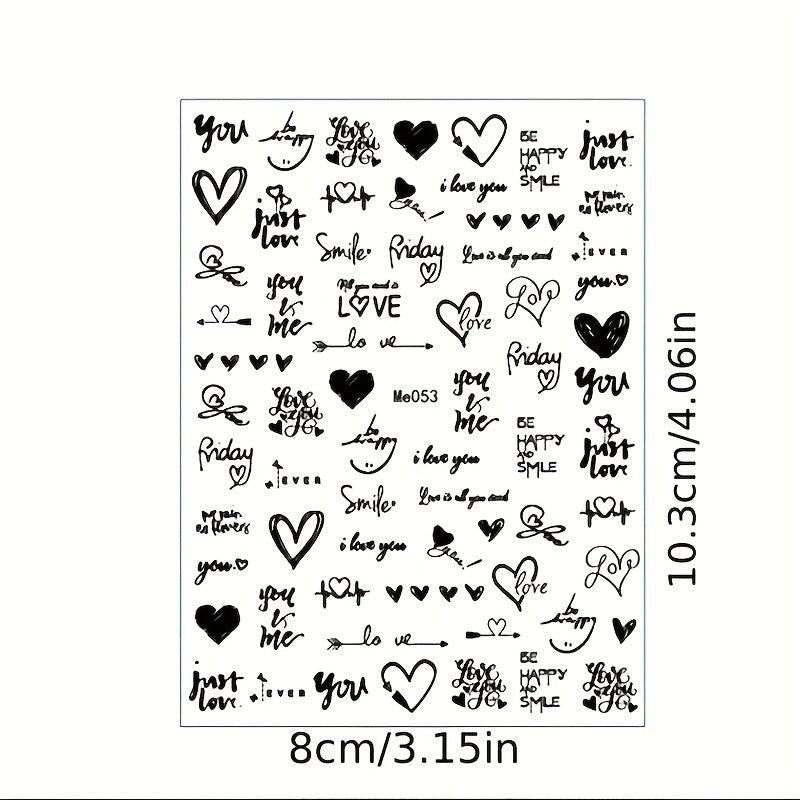 3D Laser Heart Letter Nail Art Stickers Self Adhesive Nail Art Decals