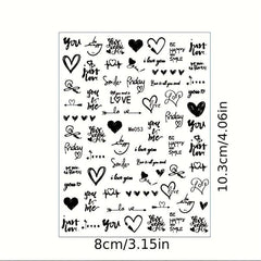 3D Laser Heart Letter Nail Art Stickers Self Adhesive Nail Art Decals