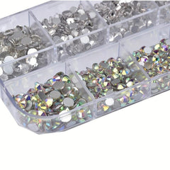 1500 Pcs AB Glass Flat Rhinestones With Twizzers Mixed Sizes For DIY Crafts