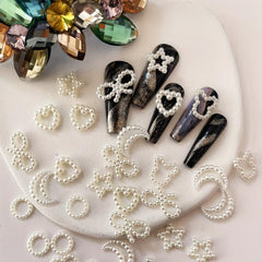 30pcs Faux Pearl Nail Art Decoration with Bowknot Star Moon Five pointed Star