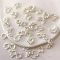 30pcs Faux Pearl Nail Art Decoration with Bowknot Star Moon Five pointed Star