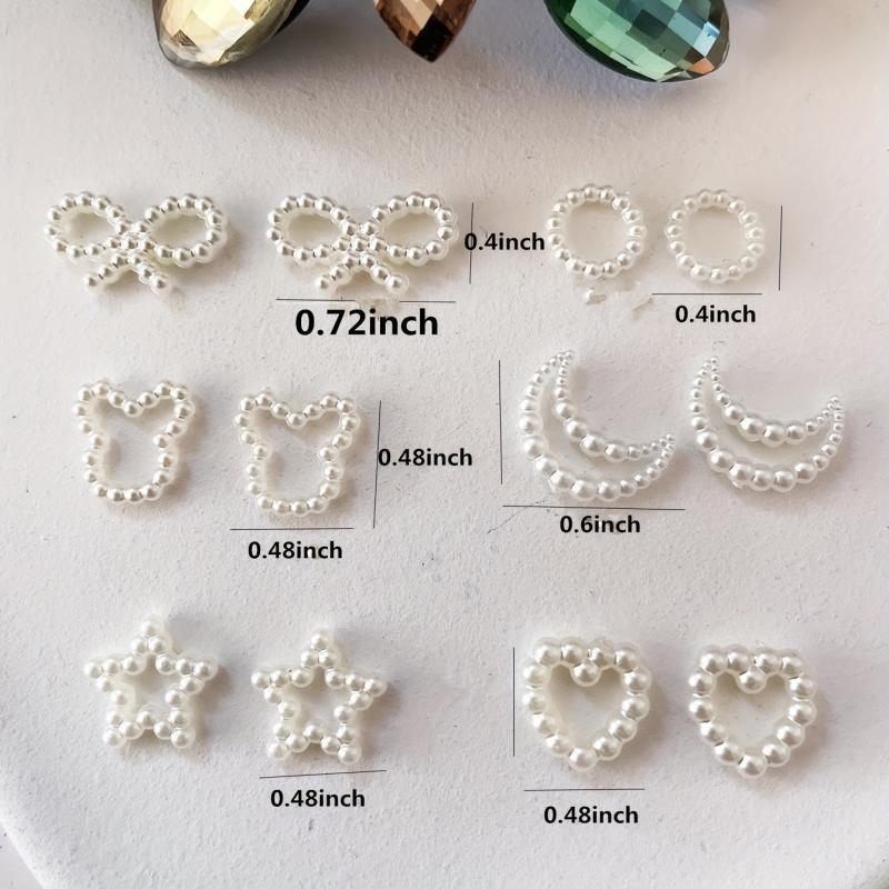 30pcs Faux Pearl Nail Art Decoration with Bowknot Star Moon Five pointed Star
