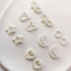 30pcs Faux Pearl Nail Art Decoration with Bowknot Star Moon Five pointed Star
