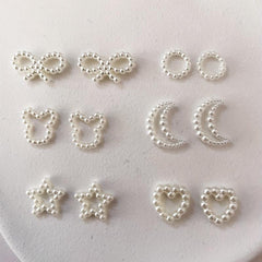 30pcs Faux Pearl Nail Art Decoration with Bowknot Star Moon Five pointed Star