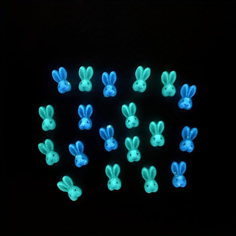30pcs Luminous Cartoon Rabbit Nail Art Charms 3D Resin Pink Bunny