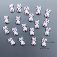 30pcs Luminous Cartoon Rabbit Nail Art Charms 3D Resin Pink Bunny
