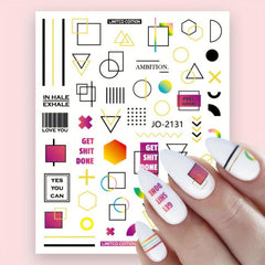 Valentine Geometric Line Nail Art Stickers - Self Adhesive Heart Love Decals