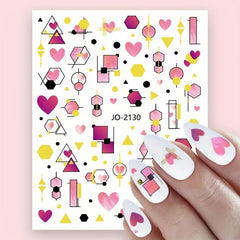 Valentine Geometric Line Nail Art Stickers - Self Adhesive Heart Love Decals