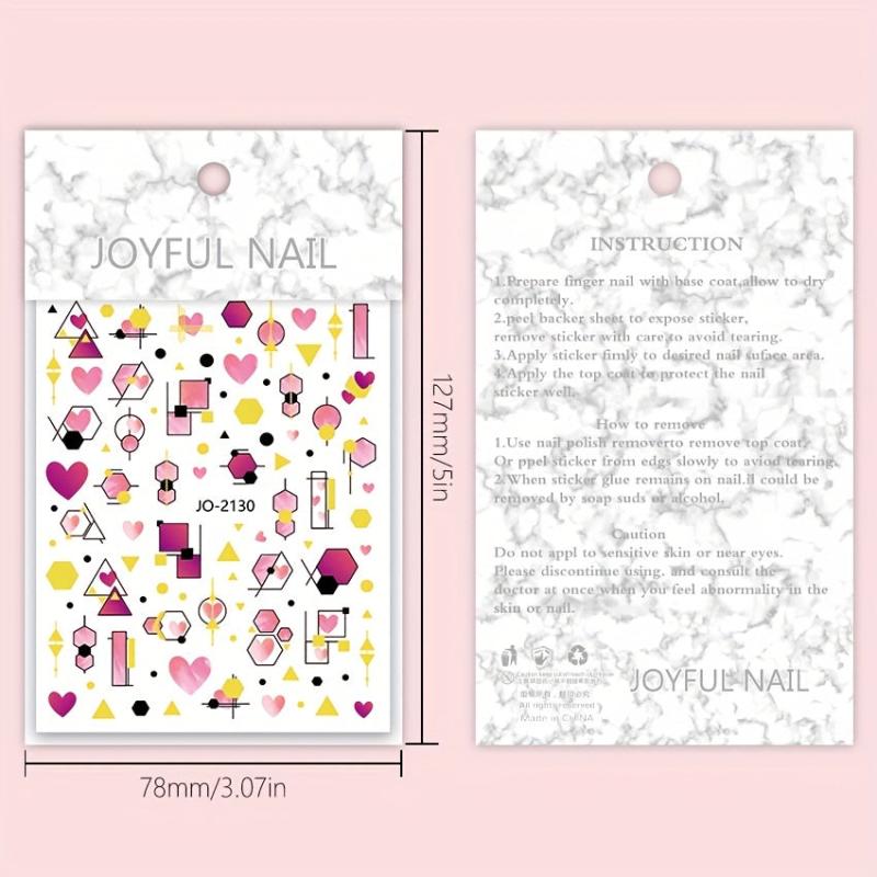 Valentine Geometric Line Nail Art Stickers - Self Adhesive Heart Love Decals