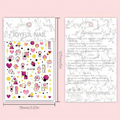 Valentine Geometric Line Nail Art Stickers - Self Adhesive Heart Love Decals