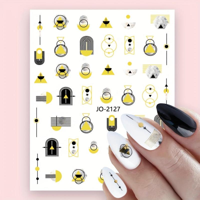 Valentine Geometric Line Nail Art Stickers - Self Adhesive Heart Love Decals