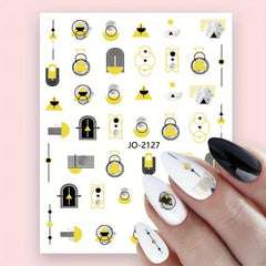 Valentine Geometric Line Nail Art Stickers - Self Adhesive Heart Love Decals