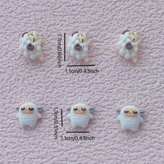 10pcs Little Sheep 3D Resin Nail Art Charms DIY