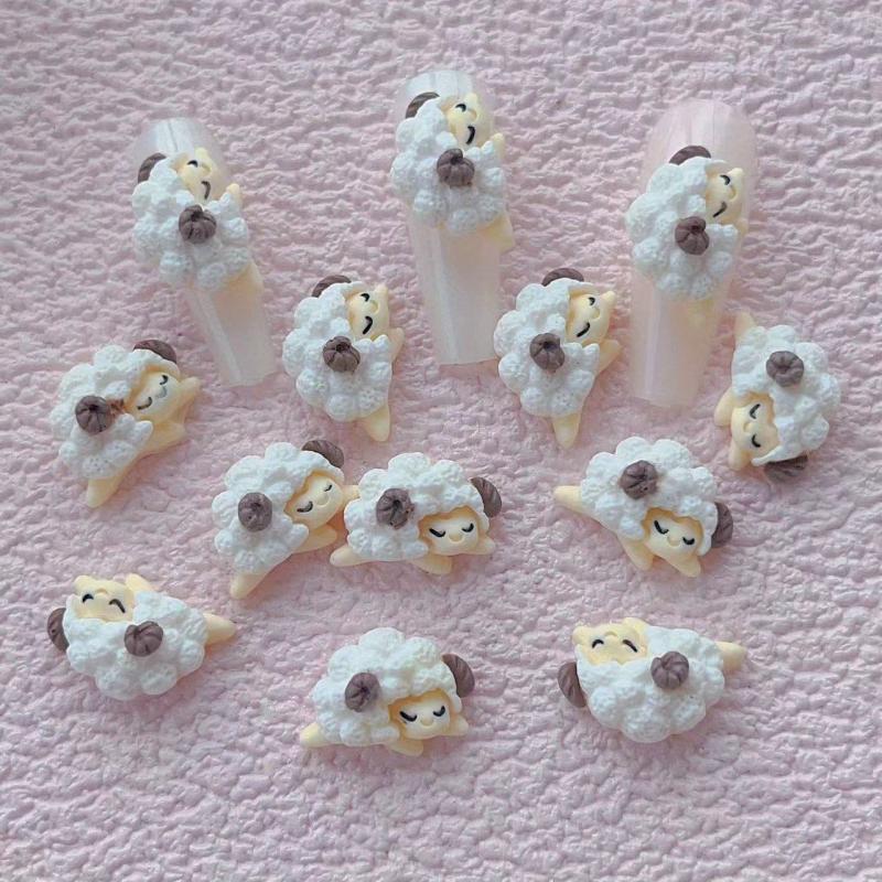 10pcs Little Sheep 3D Resin Nail Art Charms DIY