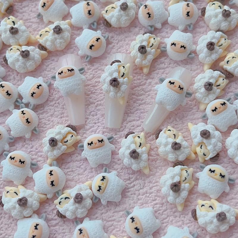 10pcs Little Sheep 3D Resin Nail Art Charms DIY